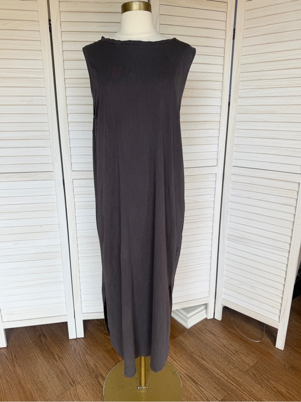 Project Social T Sleeveless Black Maxi Dress Minimalist Lagenlook Size M